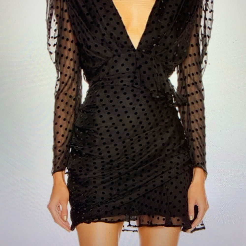 IRO Callagan Asymmetrical Ruffle Silk Mini Dress NWT Size 34, Polka dots - Picture 1 of 10